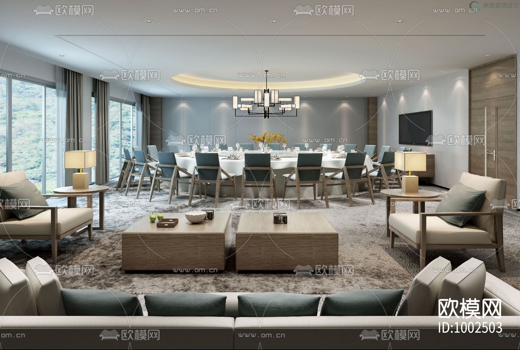 广东拓斯达科技园办公楼室内施工图下载（渲染图2）