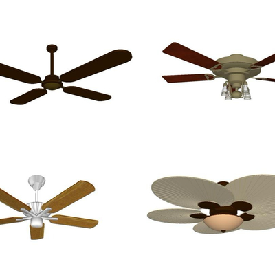  现代实木吊扇组合su模型 