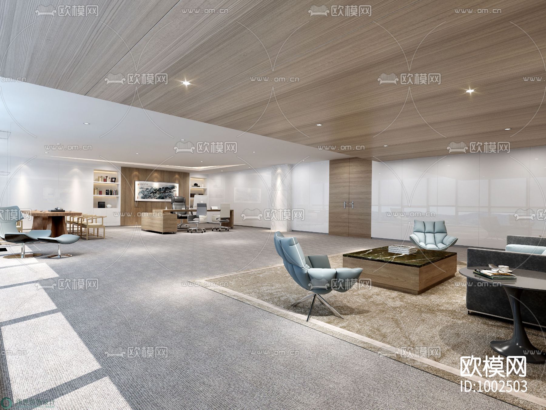 广东拓斯达科技园办公楼室内施工图下载（渲染图3）