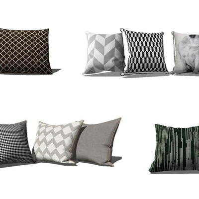  现代布艺几何抱枕su模型 