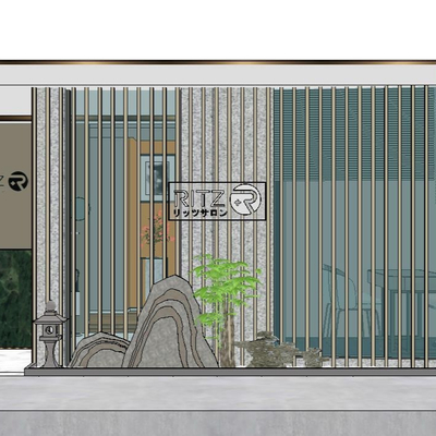  新中式美容店su模型 