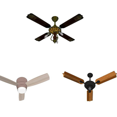  现代实木吊扇组合su模型 