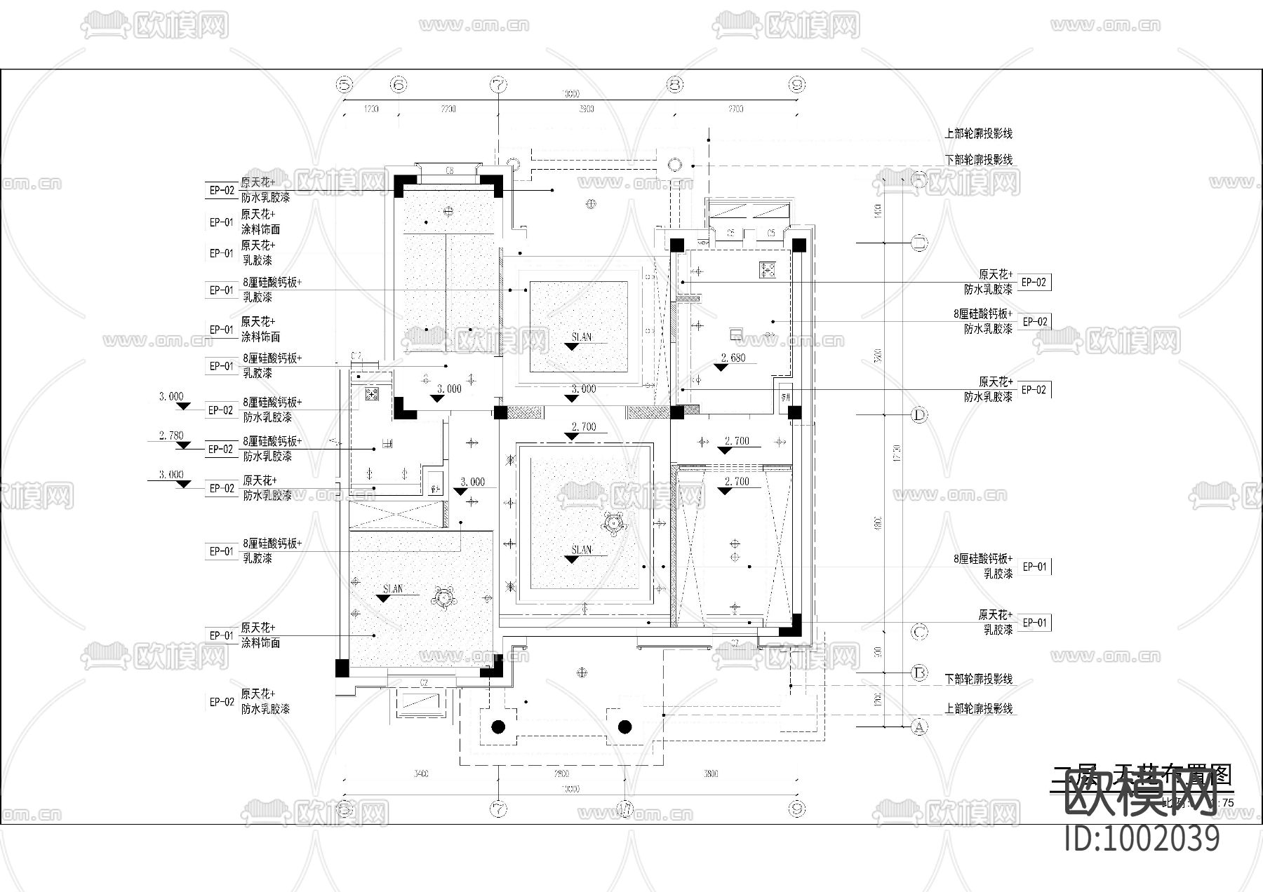 碧桂园现代中式)别墅样板房施工图下载（渲染图5）