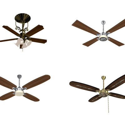  现代实木吊扇组合su模型 