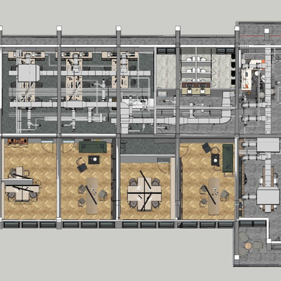  现代办公室su模型 