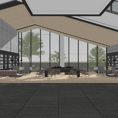  新中式售楼处洽谈区su模型 