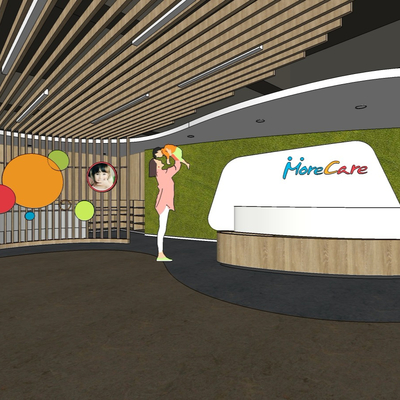  现代儿童早教中心大厅su模型 