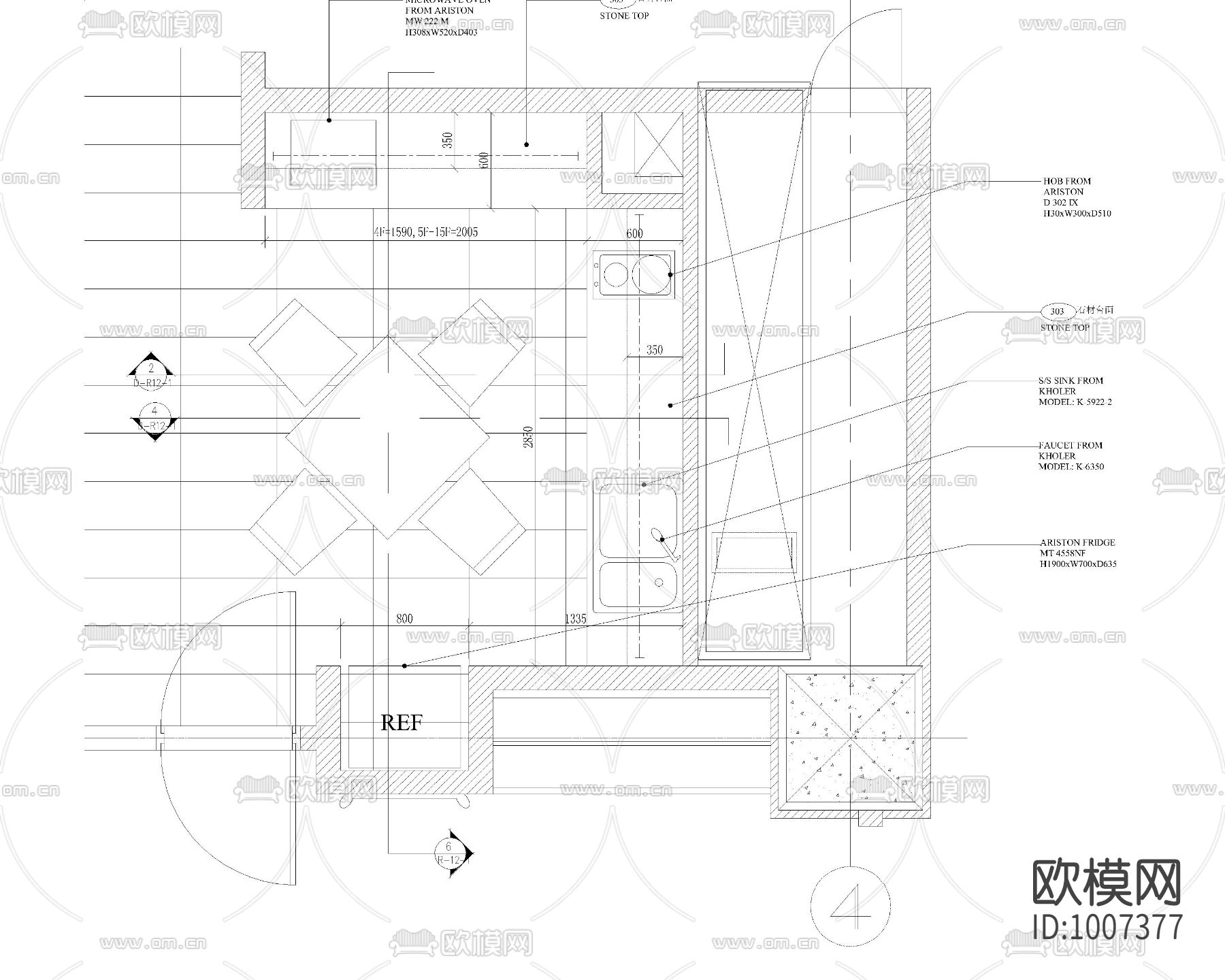 厨房平立剖大样下载（渲染图2）