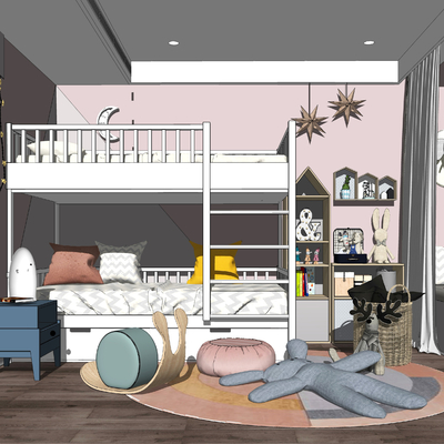  北欧儿童房su模型 