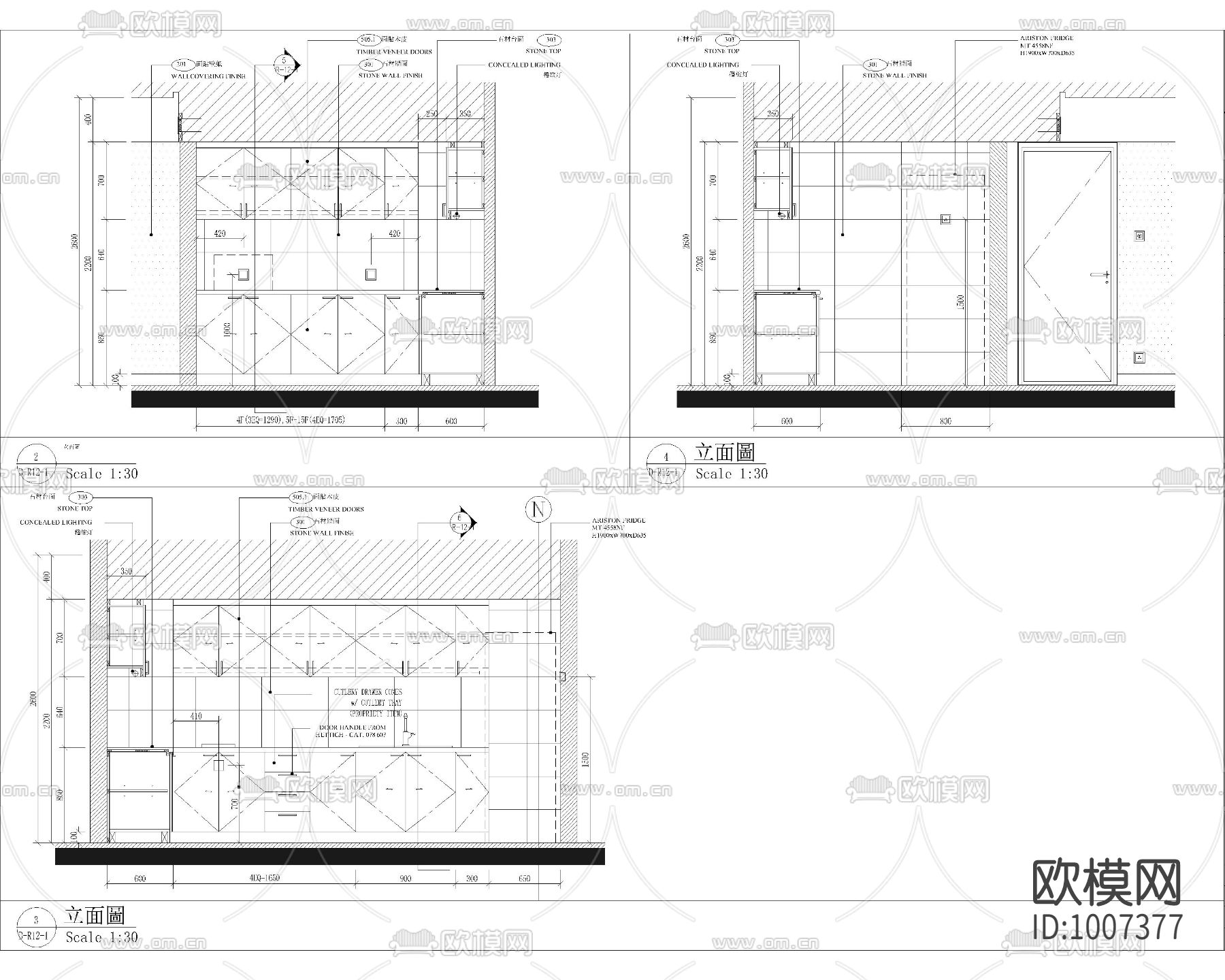 厨房平立剖大样下载（渲染图3）