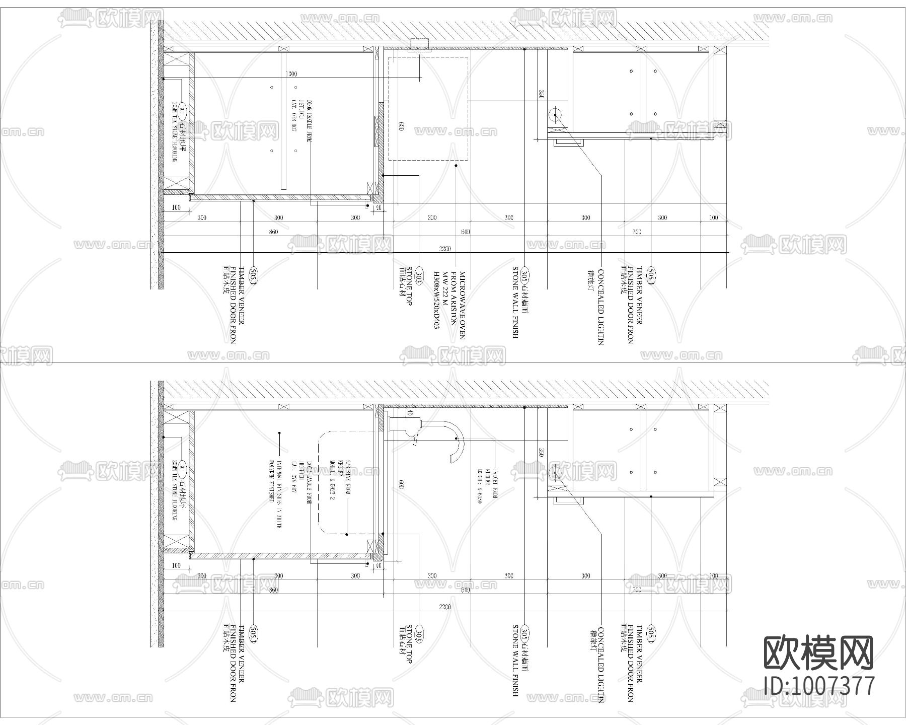 厨房平立剖大样下载（渲染图1）