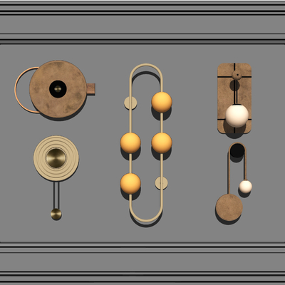 现代金属球形壁灯su模型