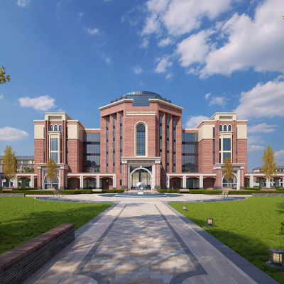 学校图书馆建筑外观3d模型