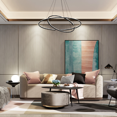 现代简约客厅su模型