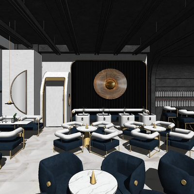  现代自助餐厅su模型 