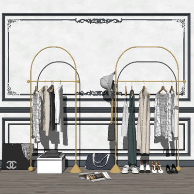  现代衣服衣架su模型 