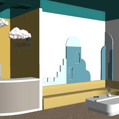  现代幼儿园早教中心su模型 