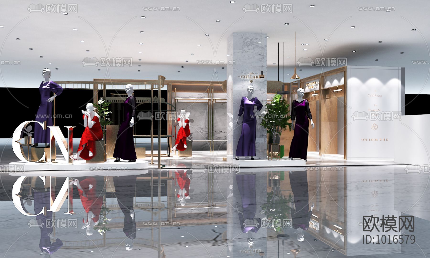 现代女装店服装店CAD施工图下载（渲染图8）