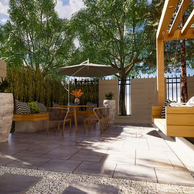  现代别墅庭院su模型 