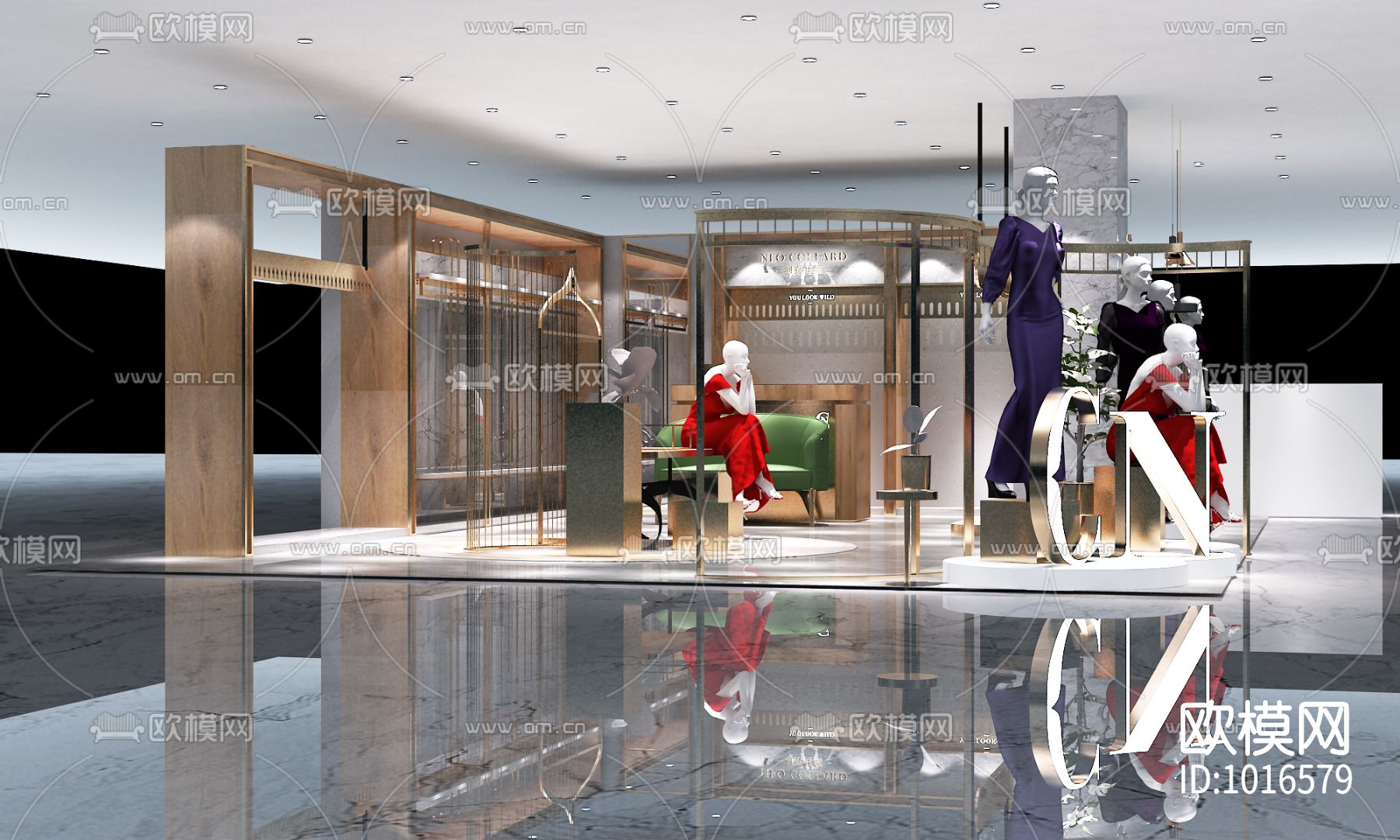 现代女装店服装店CAD施工图下载（渲染图7）