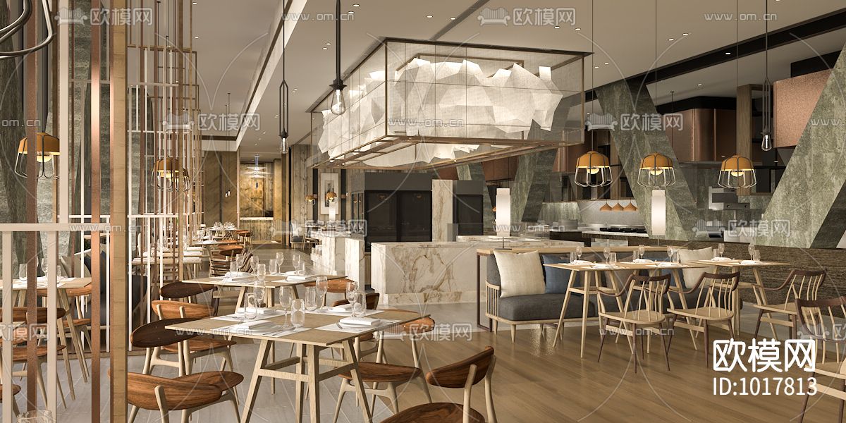 广州新世界酒店餐厅酒吧施工图下载（渲染图1）