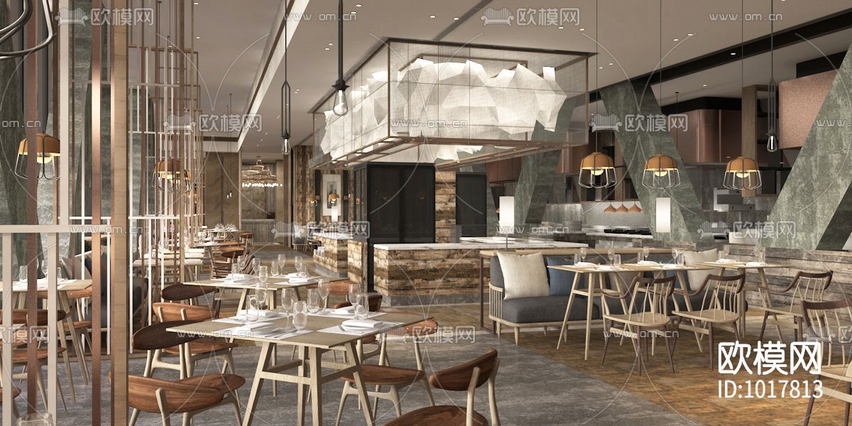 广州新世界酒店餐厅酒吧施工图下载（渲染图2）