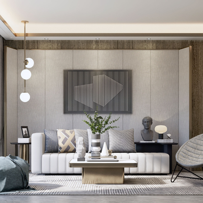 现代简约客厅su模型