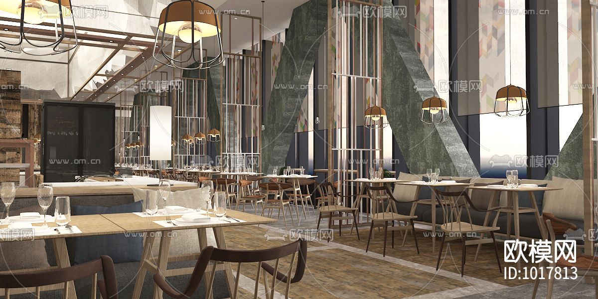 广州新世界酒店餐厅酒吧施工图下载（渲染图3）