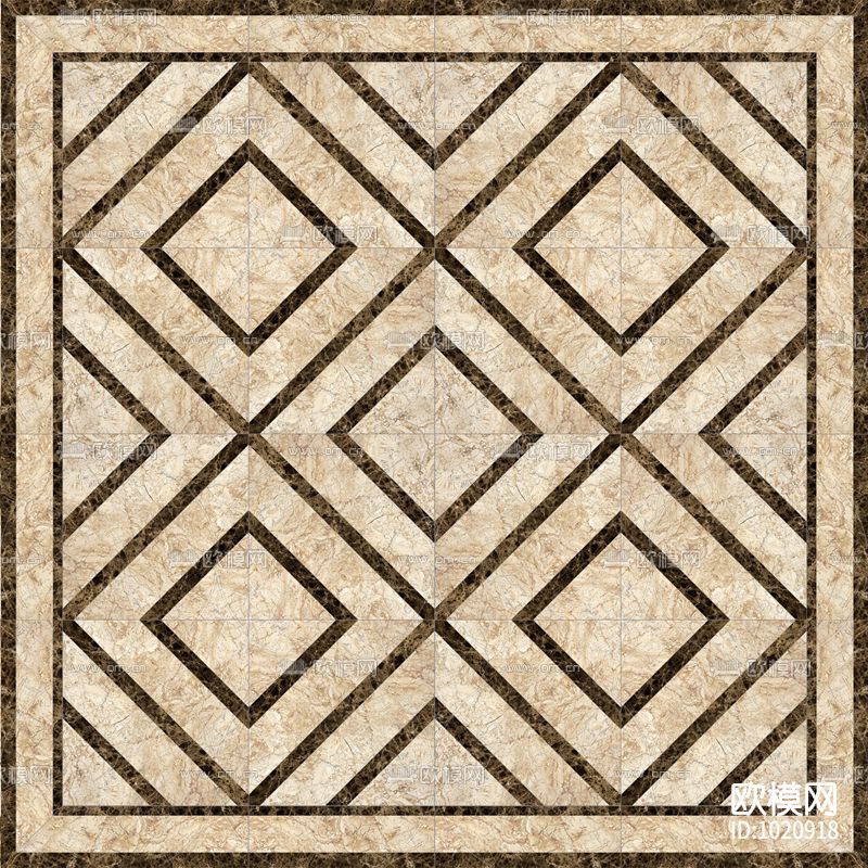 米洛西欧式石材拼花贴图下载（渲染图1）