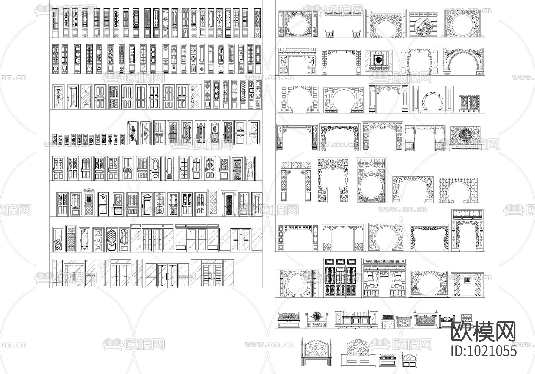 中式立面图库下载（渲染图2）