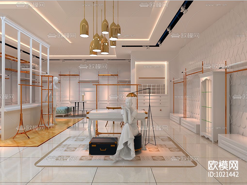 简欧服装店CAD施工图下载（渲染图1）