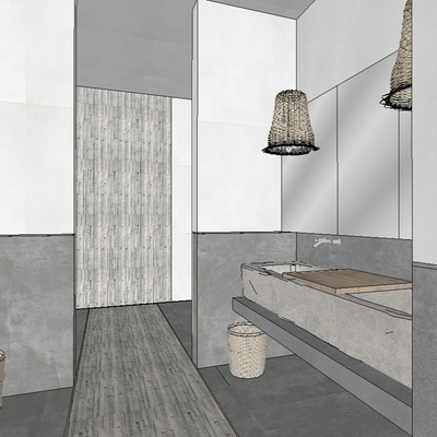  现代公共卫生间su模型 