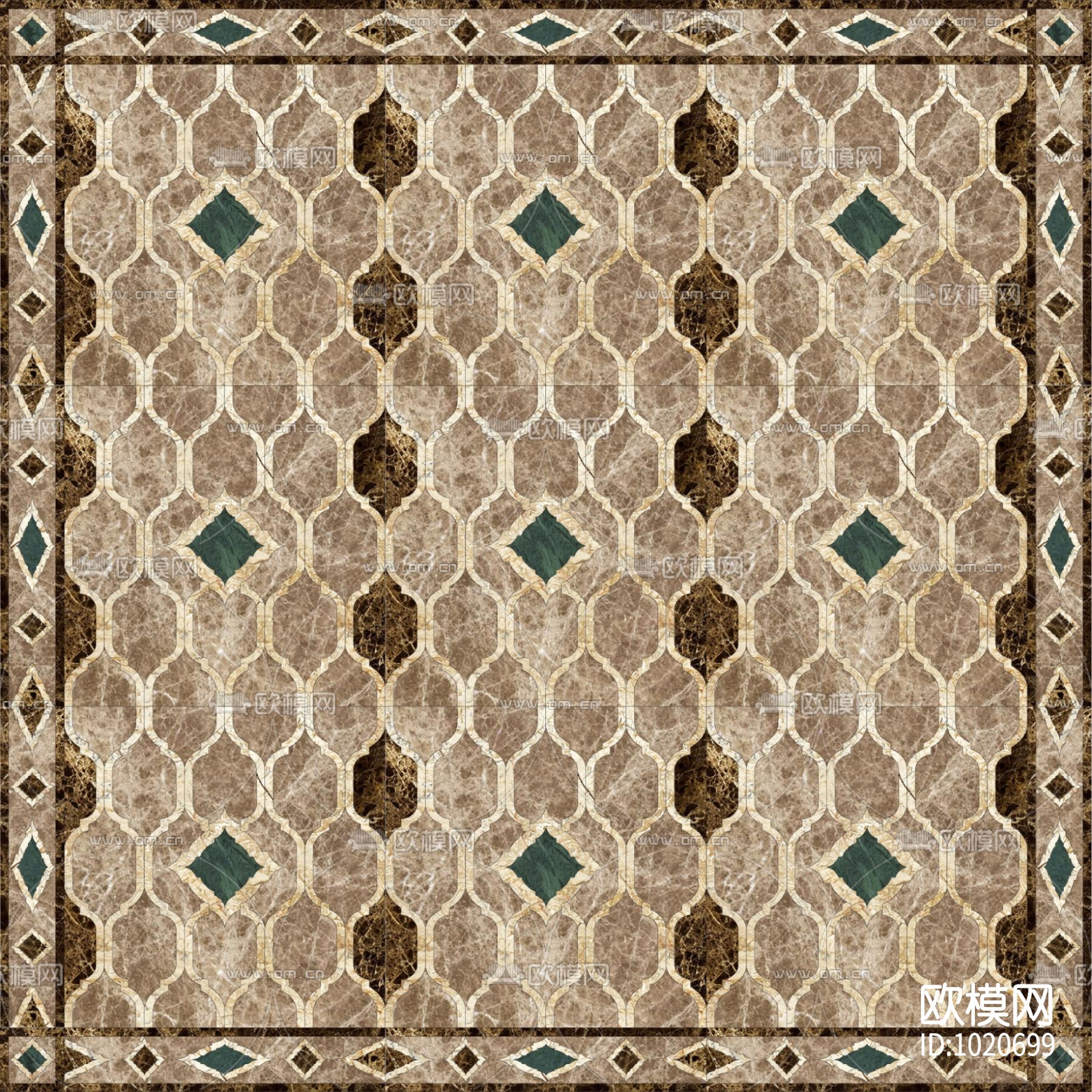 米洛西欧式石材拼花贴图下载（渲染图1）