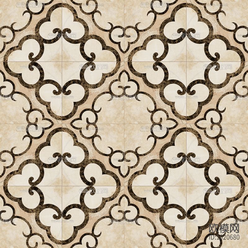 米洛西欧式石材拼花贴图下载（渲染图1）