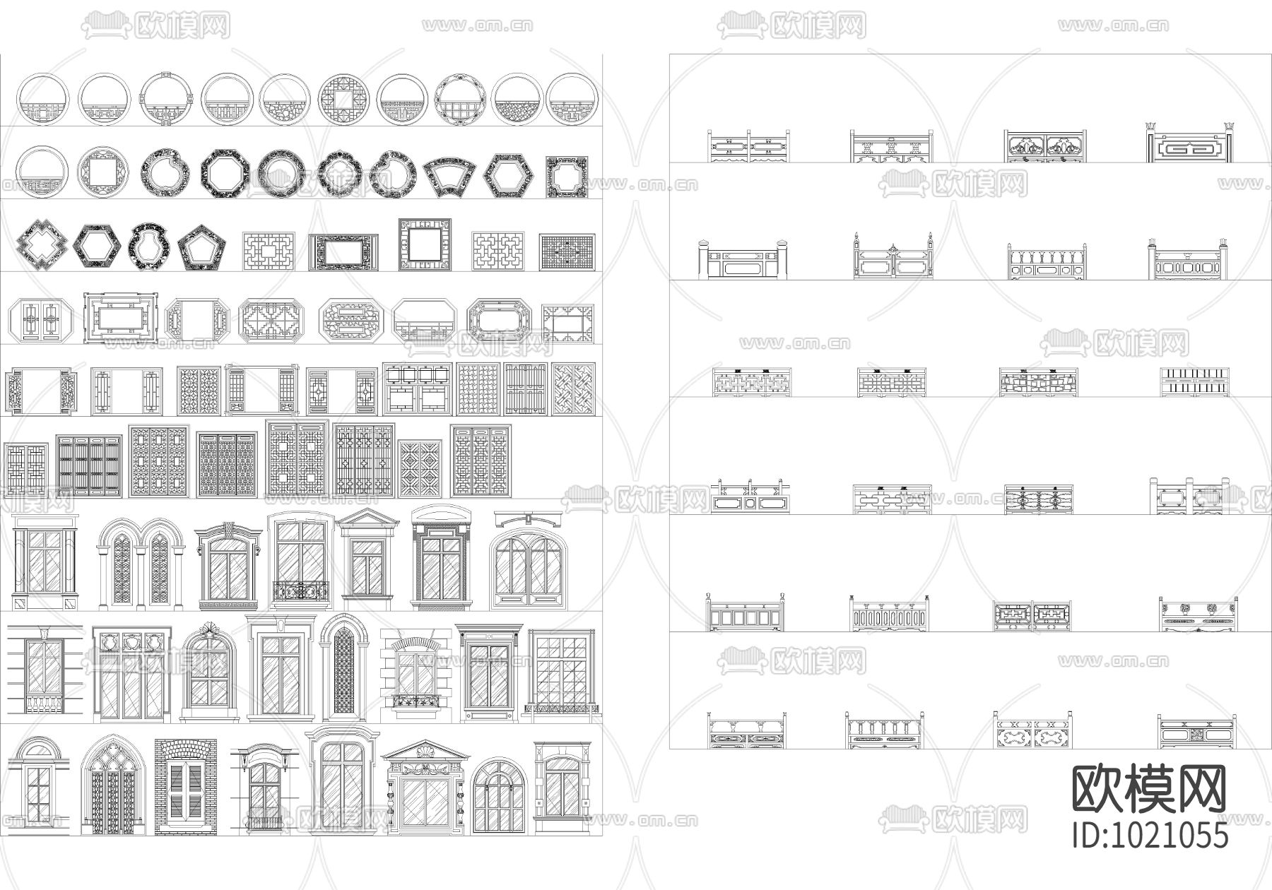 中式立面图库下载（渲染图3）