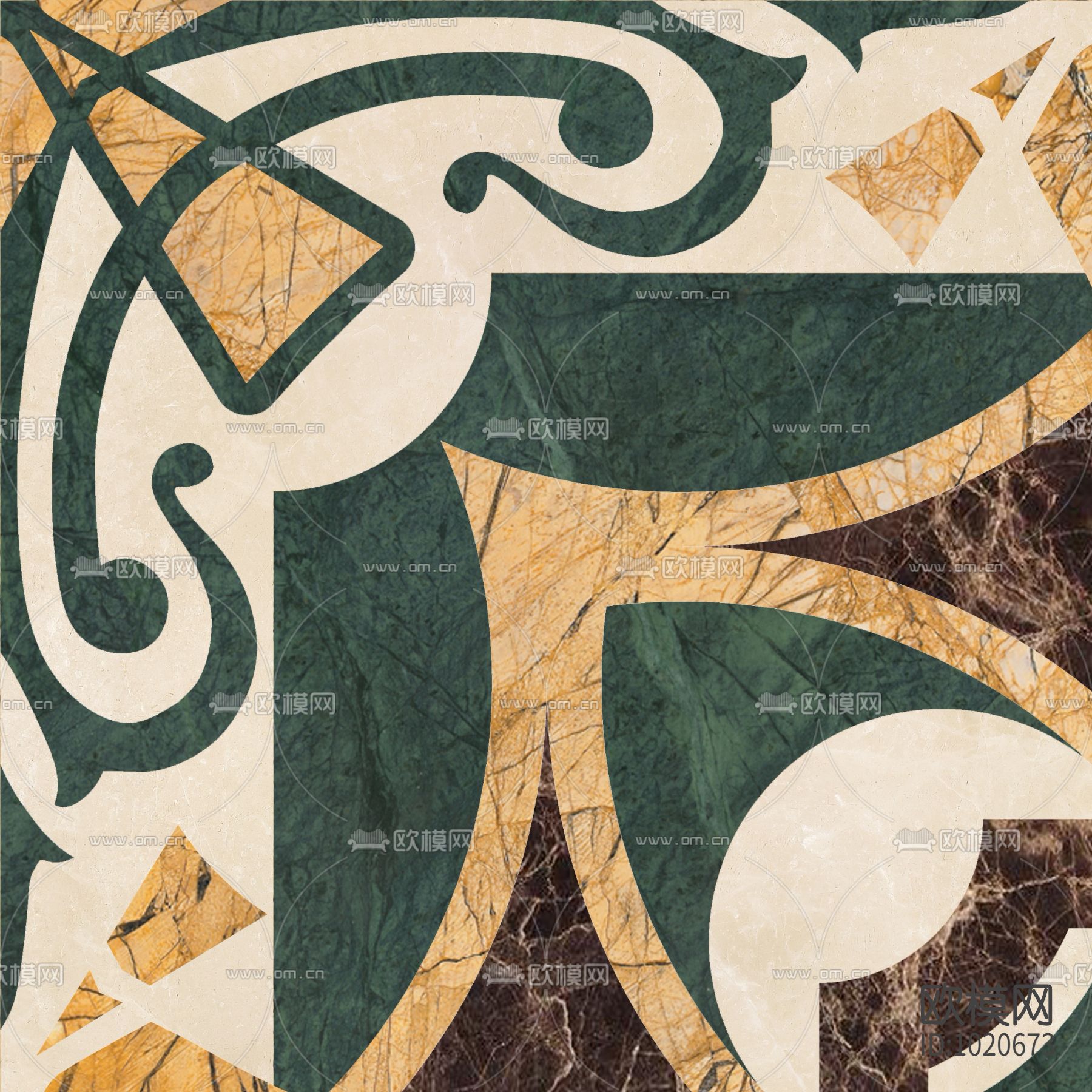 米洛西欧式石材拼花贴图下载（渲染图1）