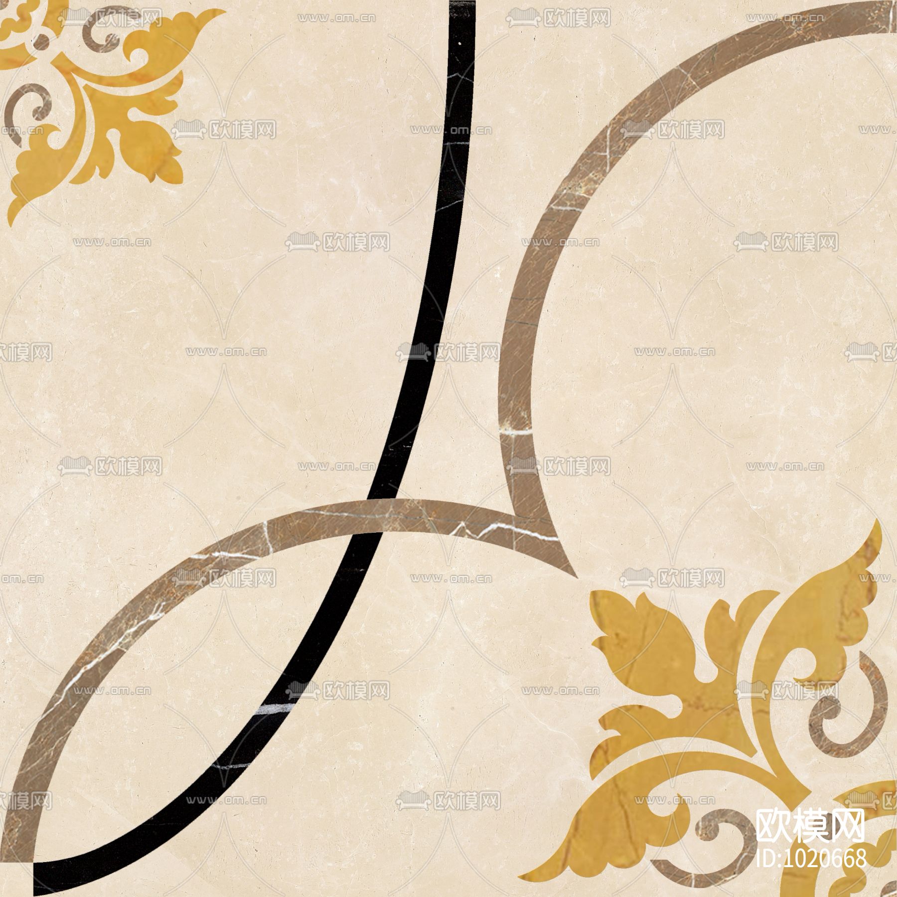 米洛西欧式石材拼花贴图下载（渲染图1）