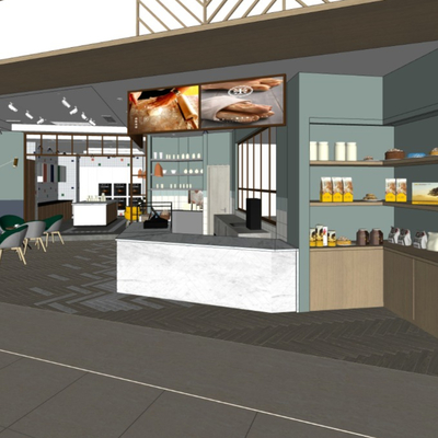  北欧面包店甜品店su模型 