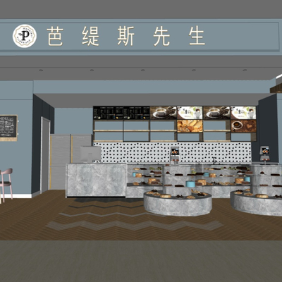  北欧蛋糕店甜品店su模型 