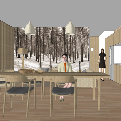  现代温泉酒店套房su模型 