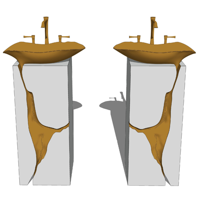  现代独立台盆洗面盆su模型 