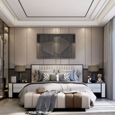 现代卧室主人房su模型
