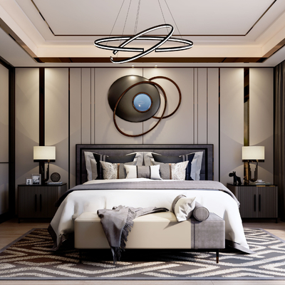 现代卧室主人房su模型
