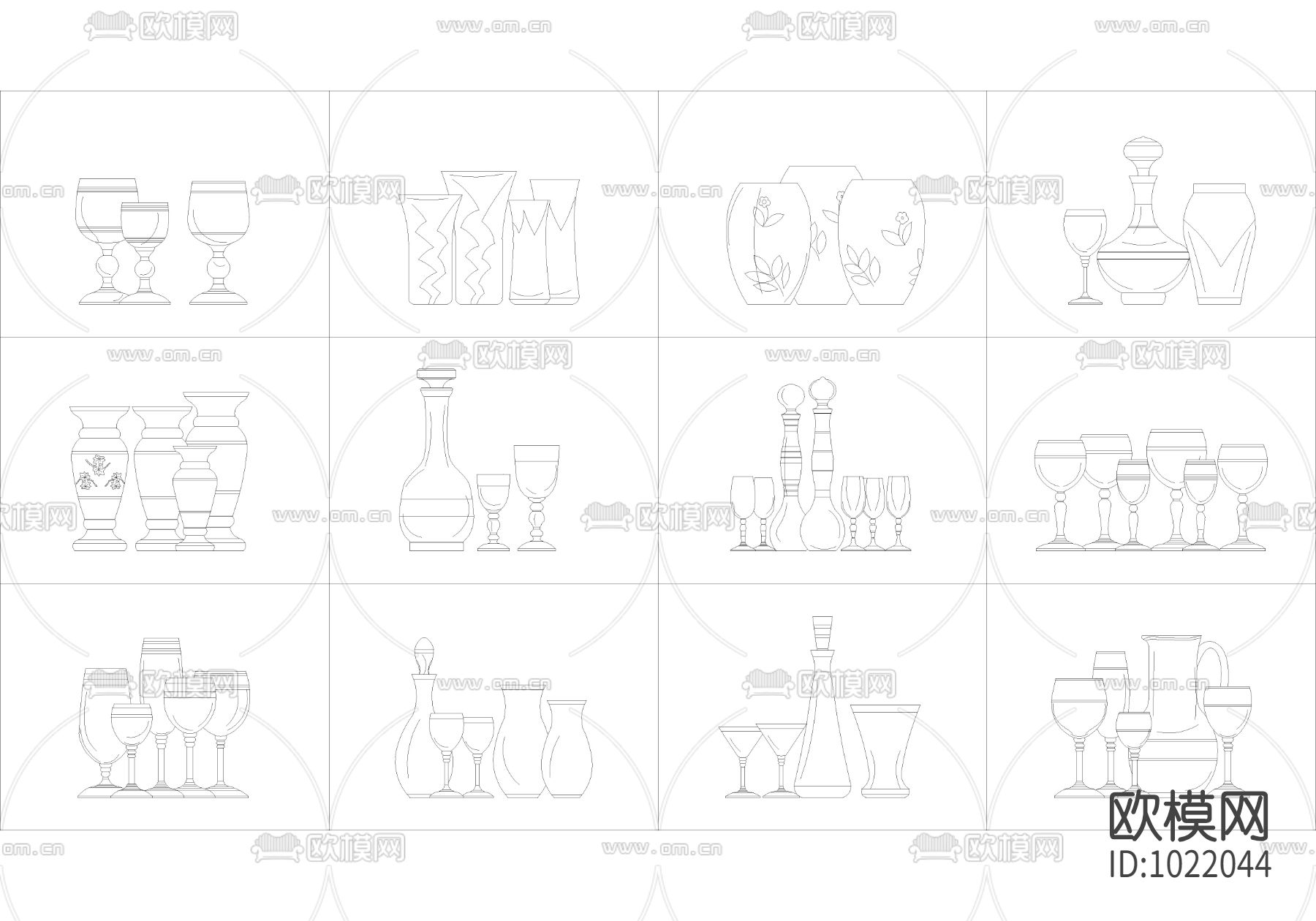 各种茶杯酒杯立面下载