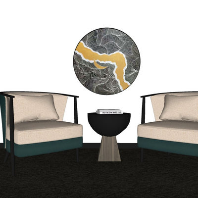  新中式布艺休闲沙发su模型 