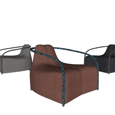  现代皮革休闲沙发su模型 