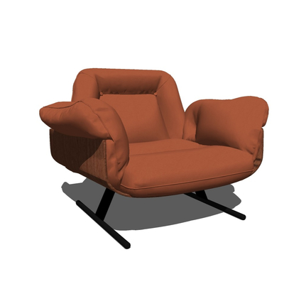  现代皮革休闲沙发su模型 