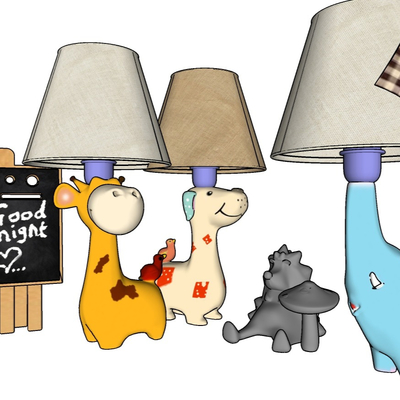  现代卡通儿童台灯su模型 