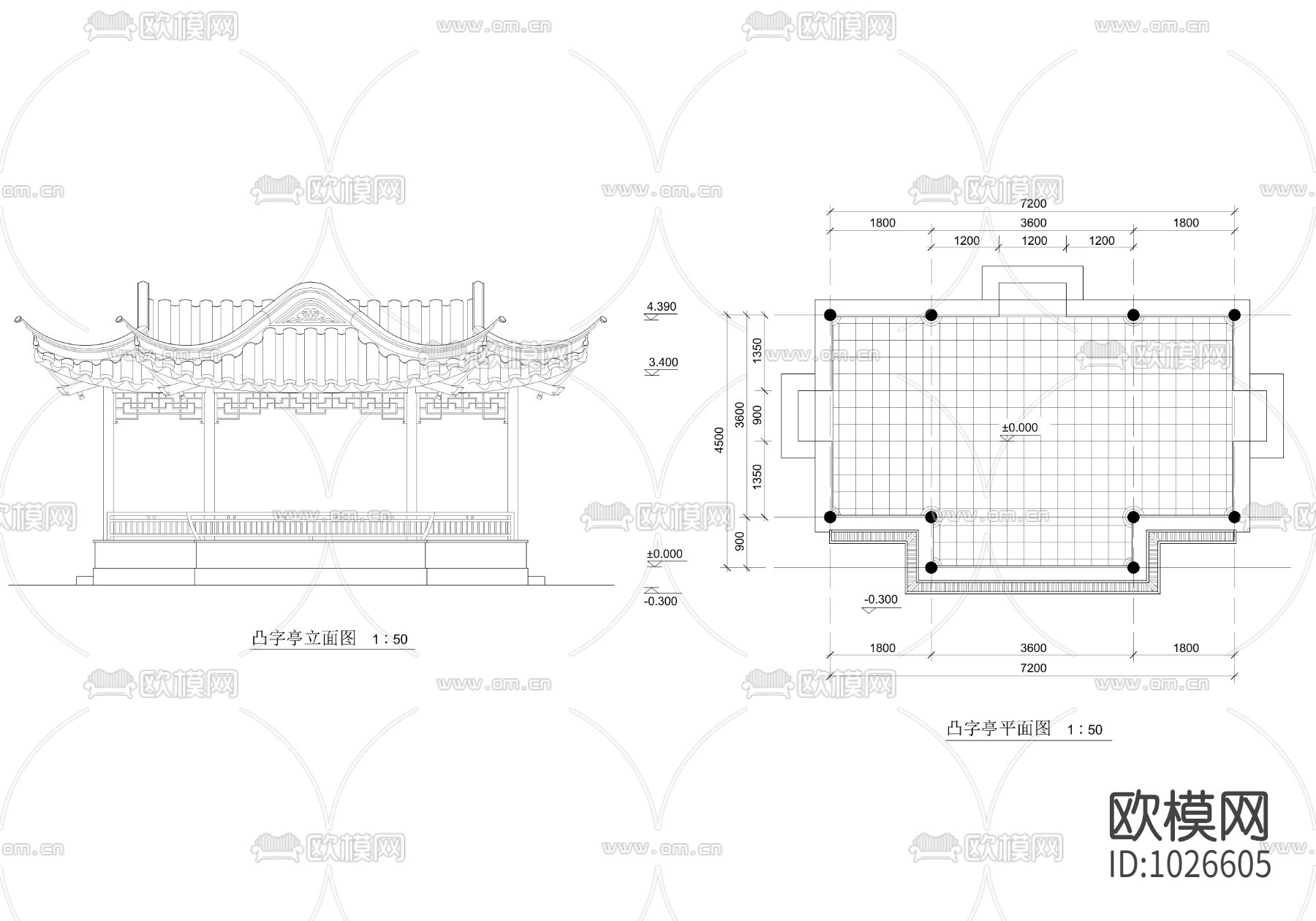 凸字亭施工图下载（渲染图2）