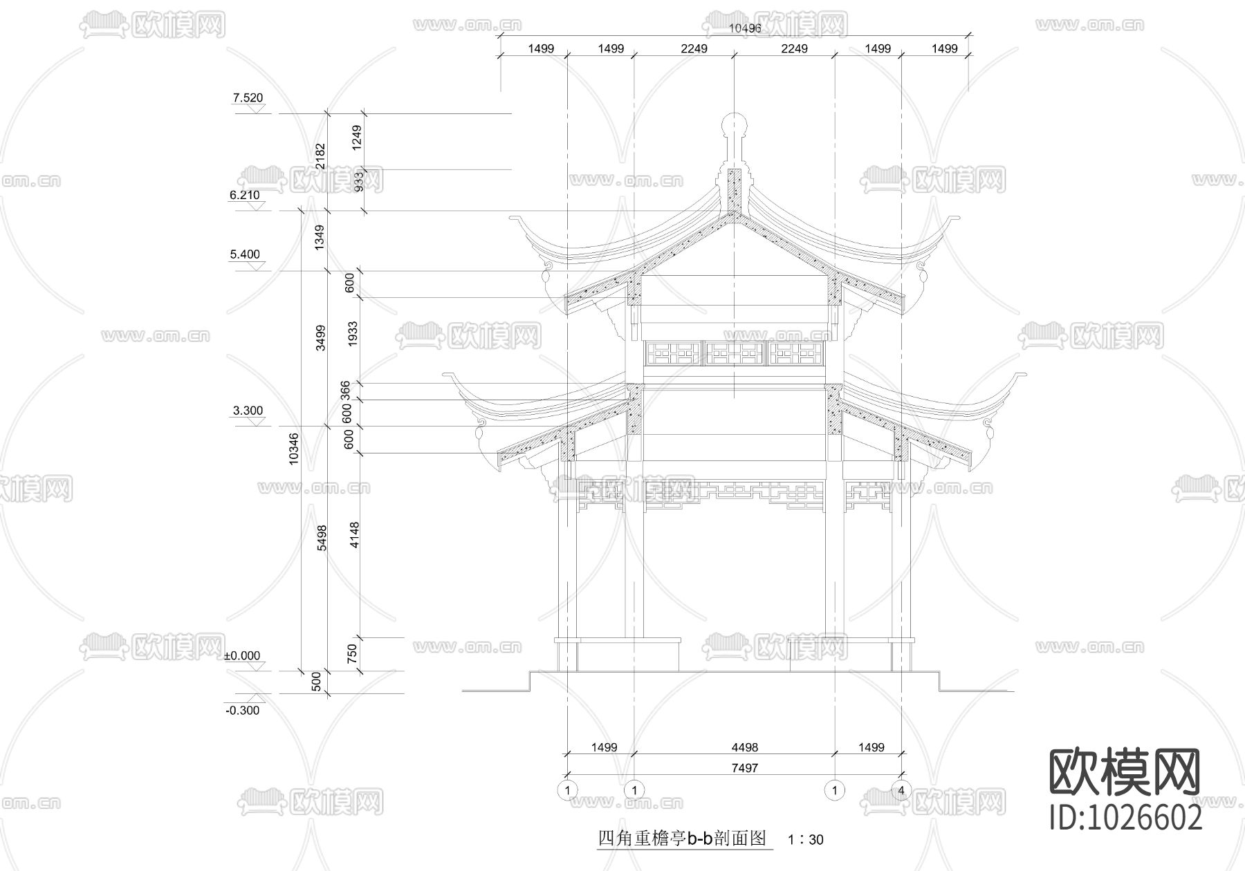 四角重檐亭下载（渲染图1）